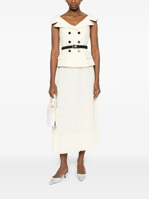 Self-Portrait lace chiffon midi dress - Neutrals - zdjęcie produktu nr 2