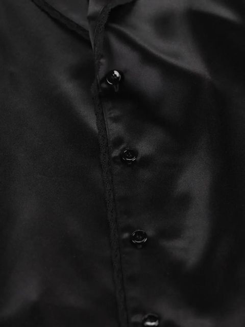 Saint Laurent lace-trim silk shirt - Black