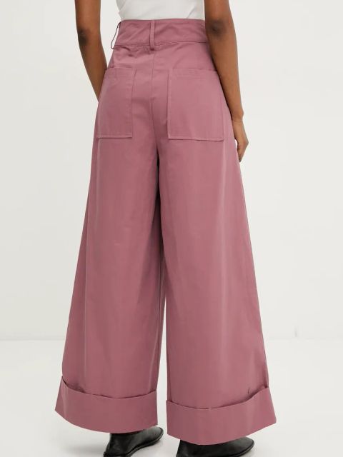 Answear.LAB spodnie bawełniane damskie kolor różowy proste high waist