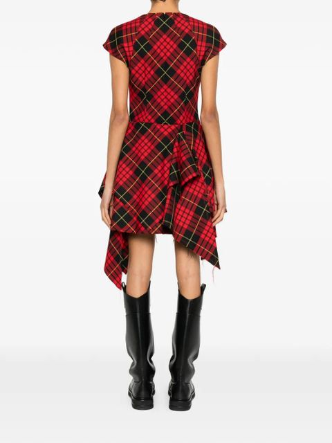 Alexander McQueen check draped mini dress - Red