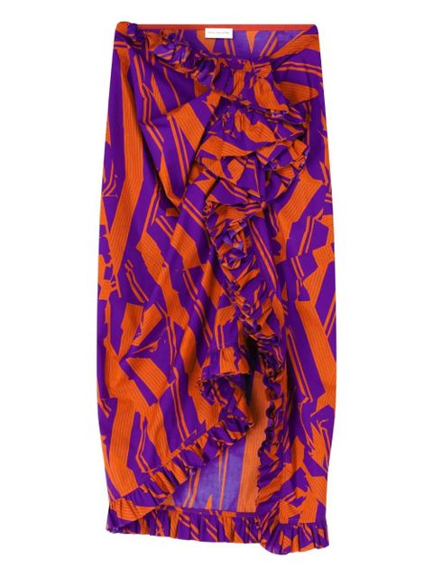 DRIES VAN NOTEN ruffled cotton skirt - Purple - zdjęcie produktu nr 1