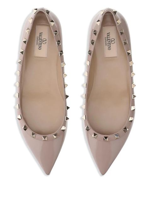 Valentino Garavani Rockstud patent leather ballet flats - Pink