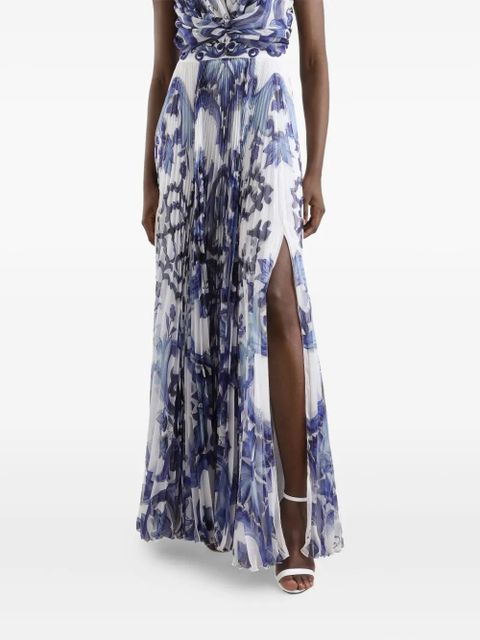 Dolce & Gabbana pleated print dress - Blue