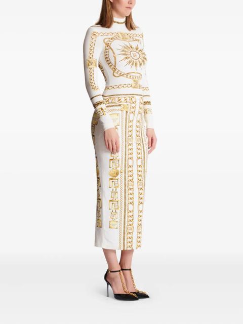 Balmain graphic-print bodycon dress - White - zdjęcie produktu nr 2