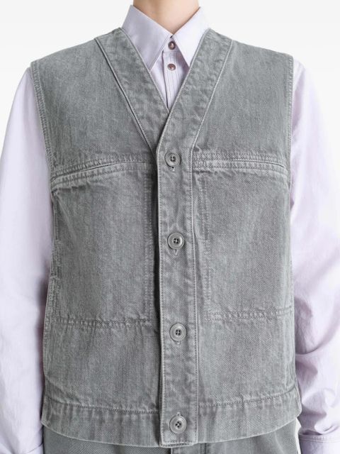 LEMAIRE button-fastening denim gilet - Grey