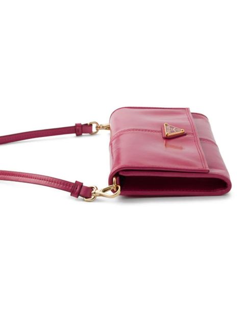 Prada leather wallet with shoulder strap - Pink