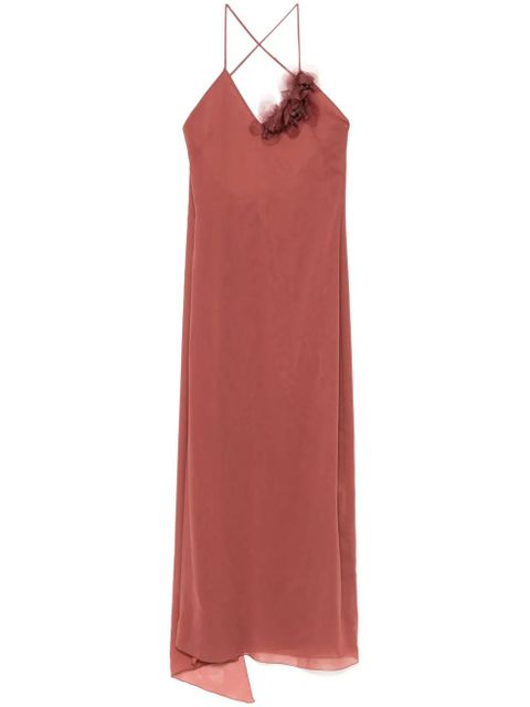 Blumarine floral-appliqué georgette maxi dress - Brown - zdjęcie produktu nr 1