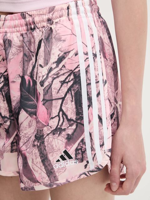 adidas Originals szorty Satin Shorts damskie kolor różowy wzorzyste high waist KC8808