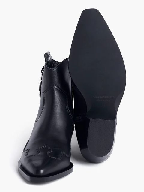 Karl Lagerfeld kowbojki skórzane KANSAS NFT damskie kolor czarny na płaskim obcasie KL33265