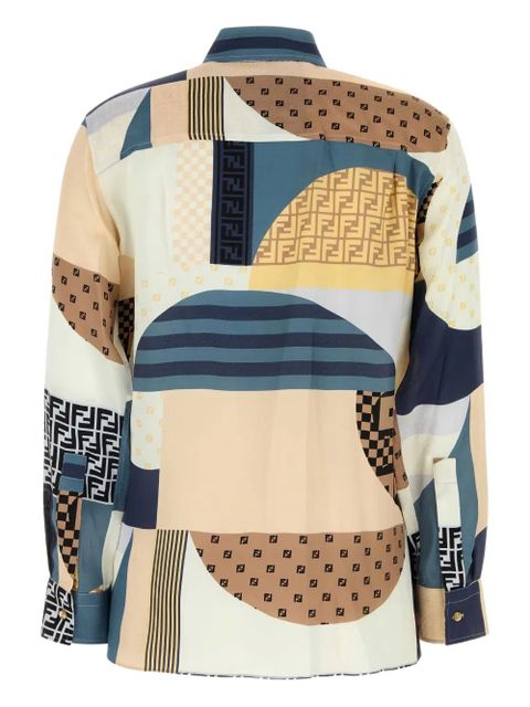 FENDI geometric-print silk shirt - Neutrals - zdjęcie produktu nr 2