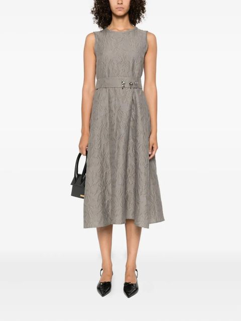 Max Mara Timeless floral-embellished belted midi dress - Grey - zdjęcie produktu nr 2