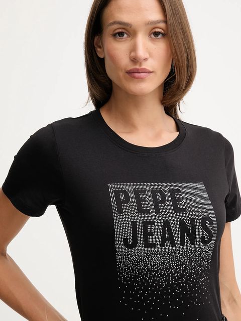Pepe Jeans t-shirt bawełniany damski kolor czarny PL5000020