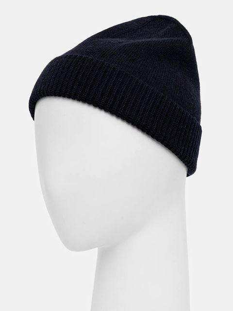 Sisley czapka z dodatkiem wełny kolor granatowy z cienkiej dzianiny 122HM0502 - zdjęcie produktu nr 2