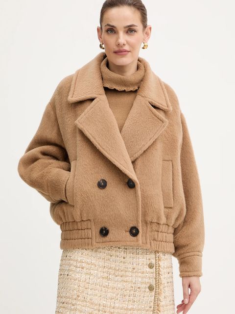 Luisa Spagnoli płaszcz wełniany kolor beżowy 542665 - zdjęcie produktu nr 1