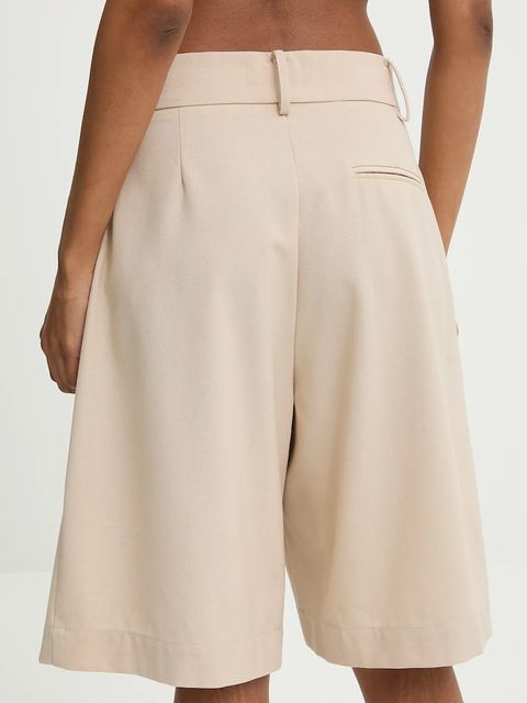 Answear.LAB szorty z domieszką wełny damskie kolor beżowy gładkie high waist