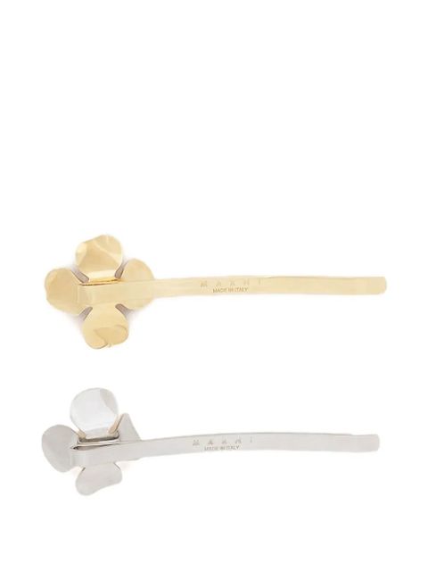 Marni flower hair clip (set of two) - Silver