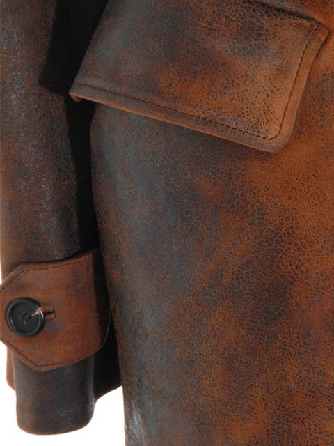 Miu Miu leather double-breasted jacket - Brown