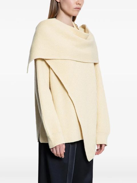 Jil Sander scarf-detail draped sweater - Neutrals - zdjęcie produktu nr 2