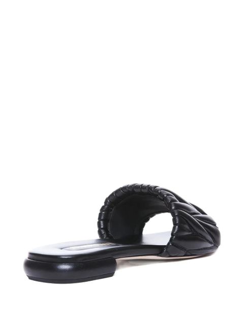 Miu Miu matelassé logo-plaque sandals - Black