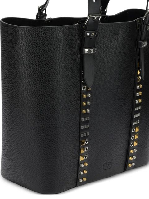 Valentino Garavani medium Rockstud pebbled tote bag - Black