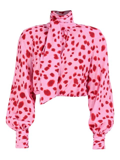 Rowen Rose bow neck dalmatian-pattern blouse - Pink - zdjęcie produktu nr 1