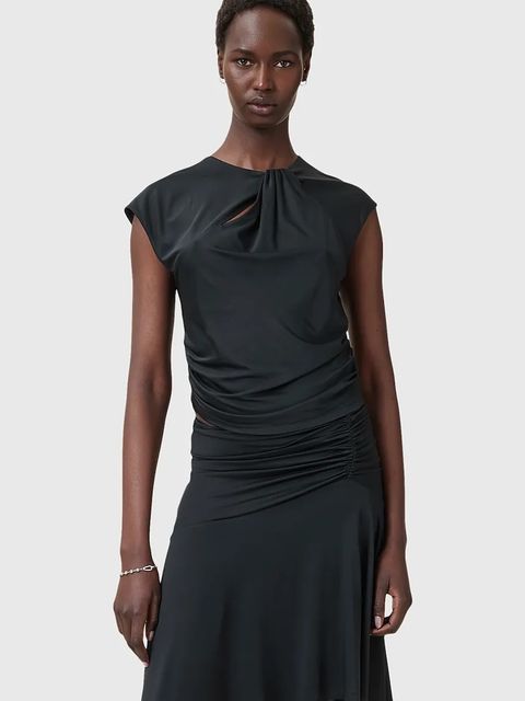 AllSaints bluzka ANNALIE damska kolor czarny gładka W191JC - zdjęcie produktu nr 1