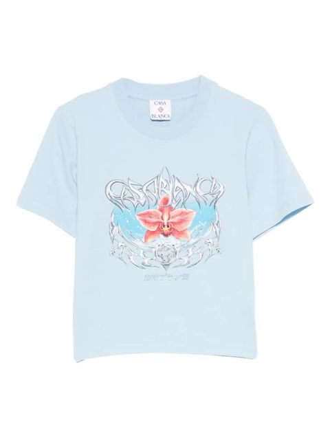 Casablanca Blades orchid-print cotton T-shirt - Blue - zdjęcie produktu nr 1