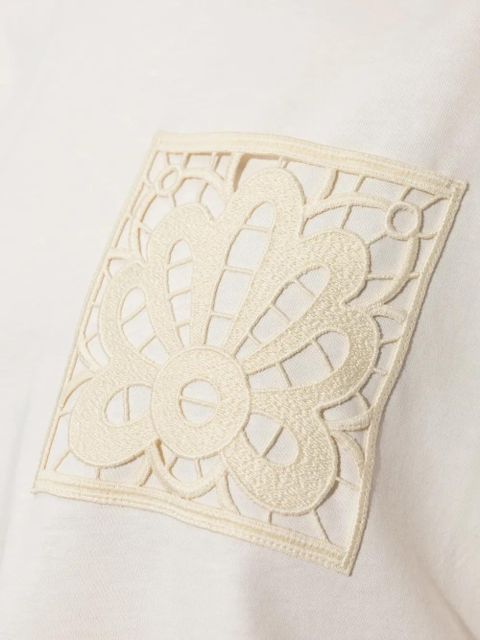 Moncler lace-patch T-shirt - Neutrals