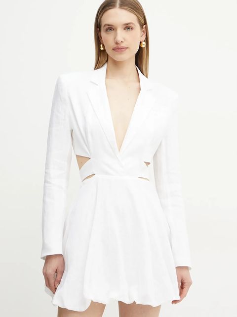 Bardot sukienka lniana kolor biały mini prosta 59860DB - zdjęcie produktu nr 1