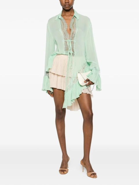 Blumarine tiered ruffled mini skirt - Neutrals