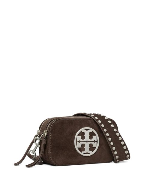 Tory Burch mini Miller logo-studded suede crossbody bag - Brown