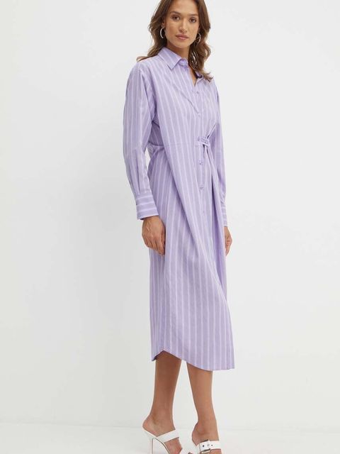 BOSS sukienka kolor fioletowy midi oversize 50521214