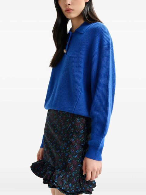 Essentiel Antwerp Imetal embellished polo top - Blue