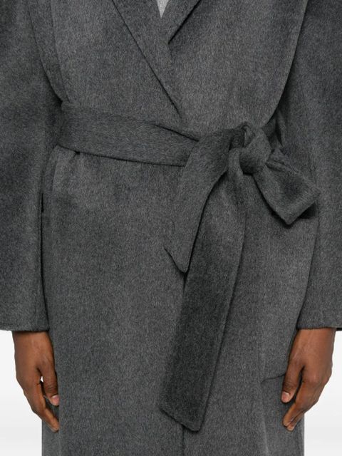 SOLOTRE peak-lapels belted coat - Grey