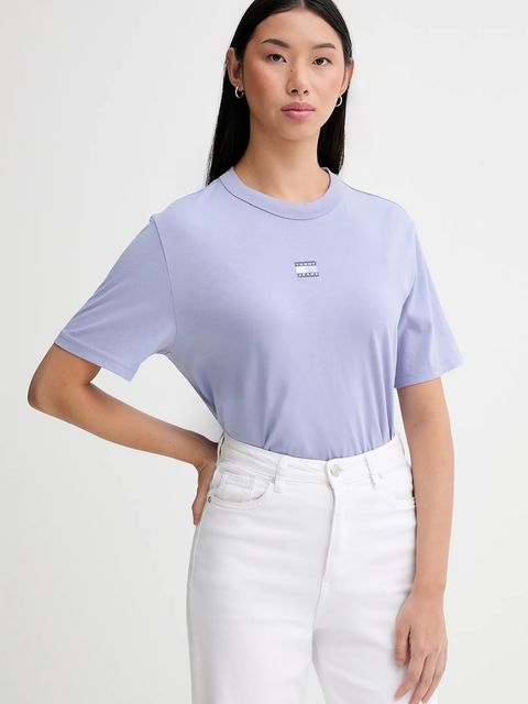 Tommy Jeans t-shirt bawełniany damski kolor fioletowy DW0DW22202 - zdjęcie produktu nr 1