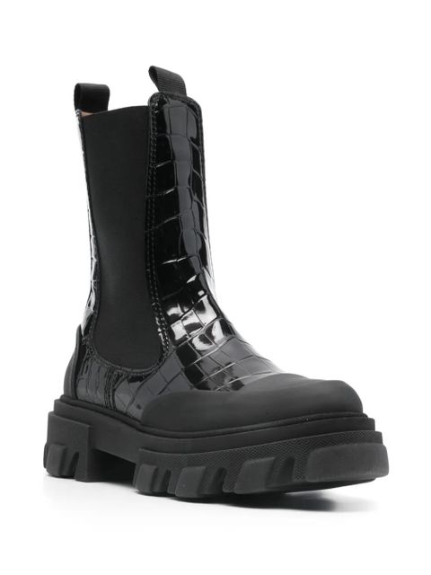 GANNI croc-effect Chelsea boots - Black - zdjęcie produktu nr 2