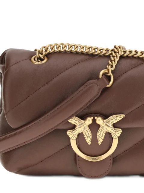 PINKO Love quilted chain leather shoulder bag - Brown