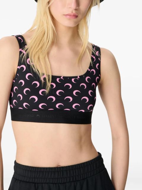 Marine Serre moon-printed jersey sports bra - Black