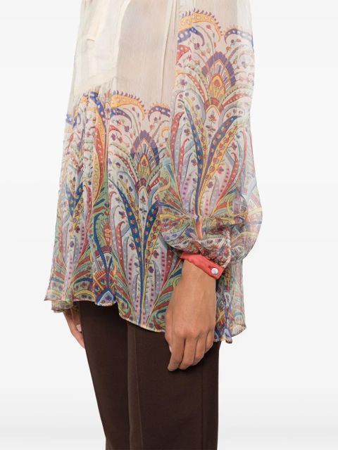 ETRO graphic-print silk blouse - Neutrals
