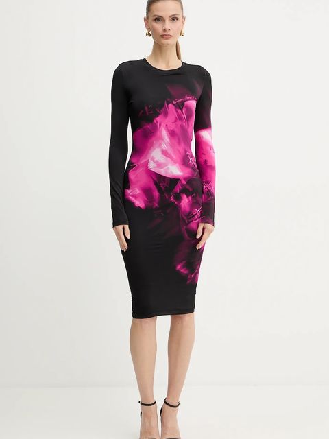 Versace Jeans Couture sukienka kolor czarny midi dopasowana 79HAO9P0 JS526 - zdjęcie produktu nr 2