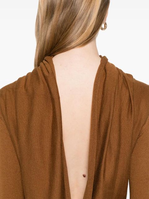 Aya Muse longsleeved open-back maxi dress - Brown