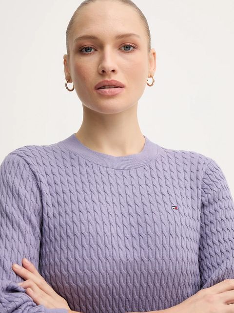 Tommy Hilfiger sweter bawełniany kolor fioletowy lekki WW0WW44993
