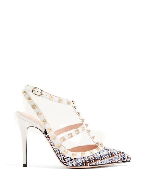 Valentino Garavani Rockstud pumps in woven-fabric 100mm - White - zdjęcie produktu nr 1