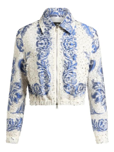 ETRO sequin-embellished cropped bomber jacket - White - zdjęcie produktu nr 1
