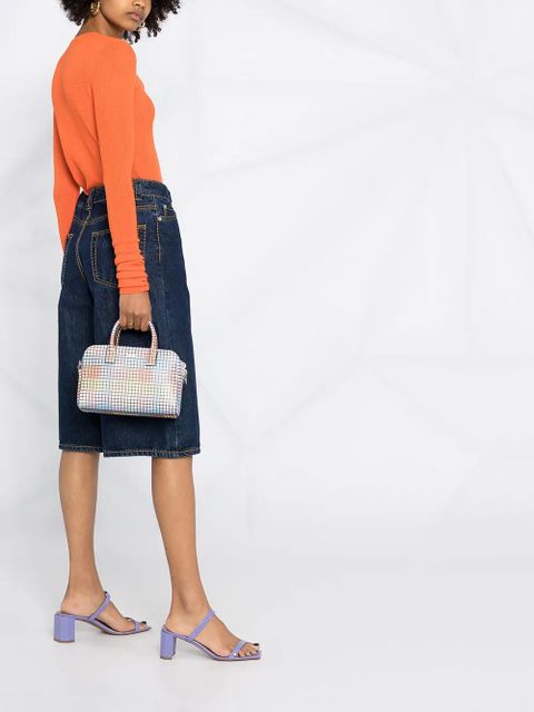 GANNI lace-up merino top - Orange