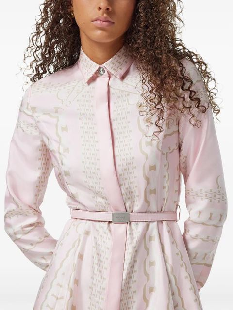 Versace Treasure silk midi shirt dress - Pink