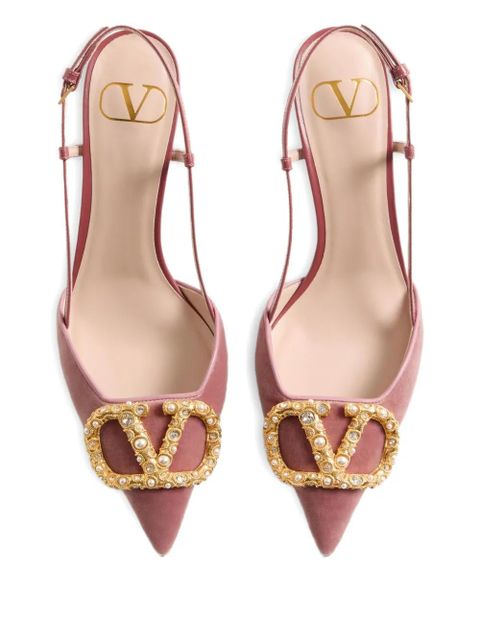 Valentino Garavani 80mm VLogo Signature embellished pumps - Pink