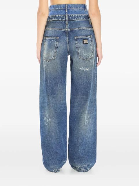 Dolce & Gabbana double-waist distressed jeans - Blue