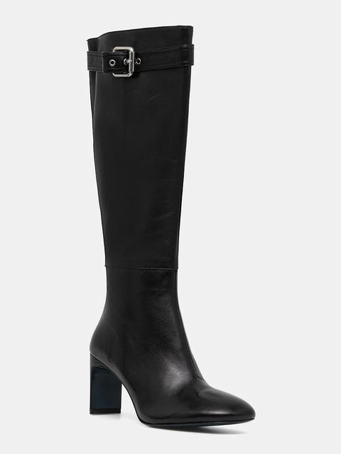 Patrizia Pepe kozaki skórzane kolor czarny na słupku 8Y0137 L048 FB30 - zdjęcie produktu nr 1