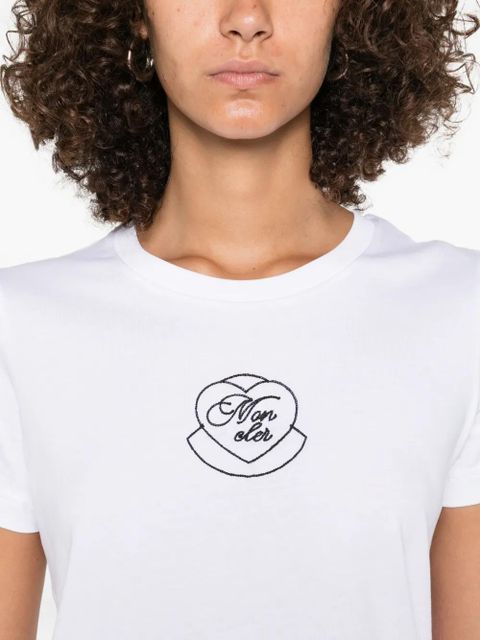 Moncler heart-embroidered cotton T-shirt - White